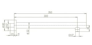 Кронштейн для верхнего душа Paini 50PJ745TT35 35см матовое золото